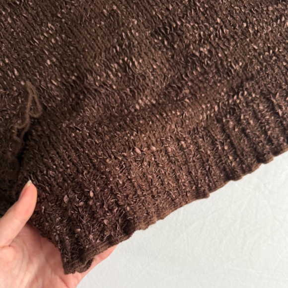 Valenti brown chunky knit ruffled cardigan - Picture 11 of 11